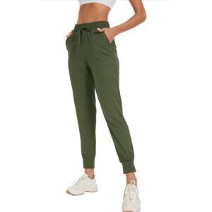 NEW Lightweight Soft Tapered Joggers Pockets High Waist Sweatpants L